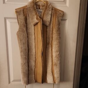 Super Soft Chic Beige and Cream Faux Fur Women's Vest